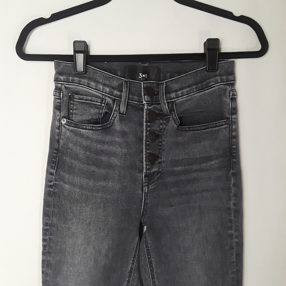 3x1 NYC Black Snow Wash High Waist Button Fly Jeans 25 - Picture 5 of 6